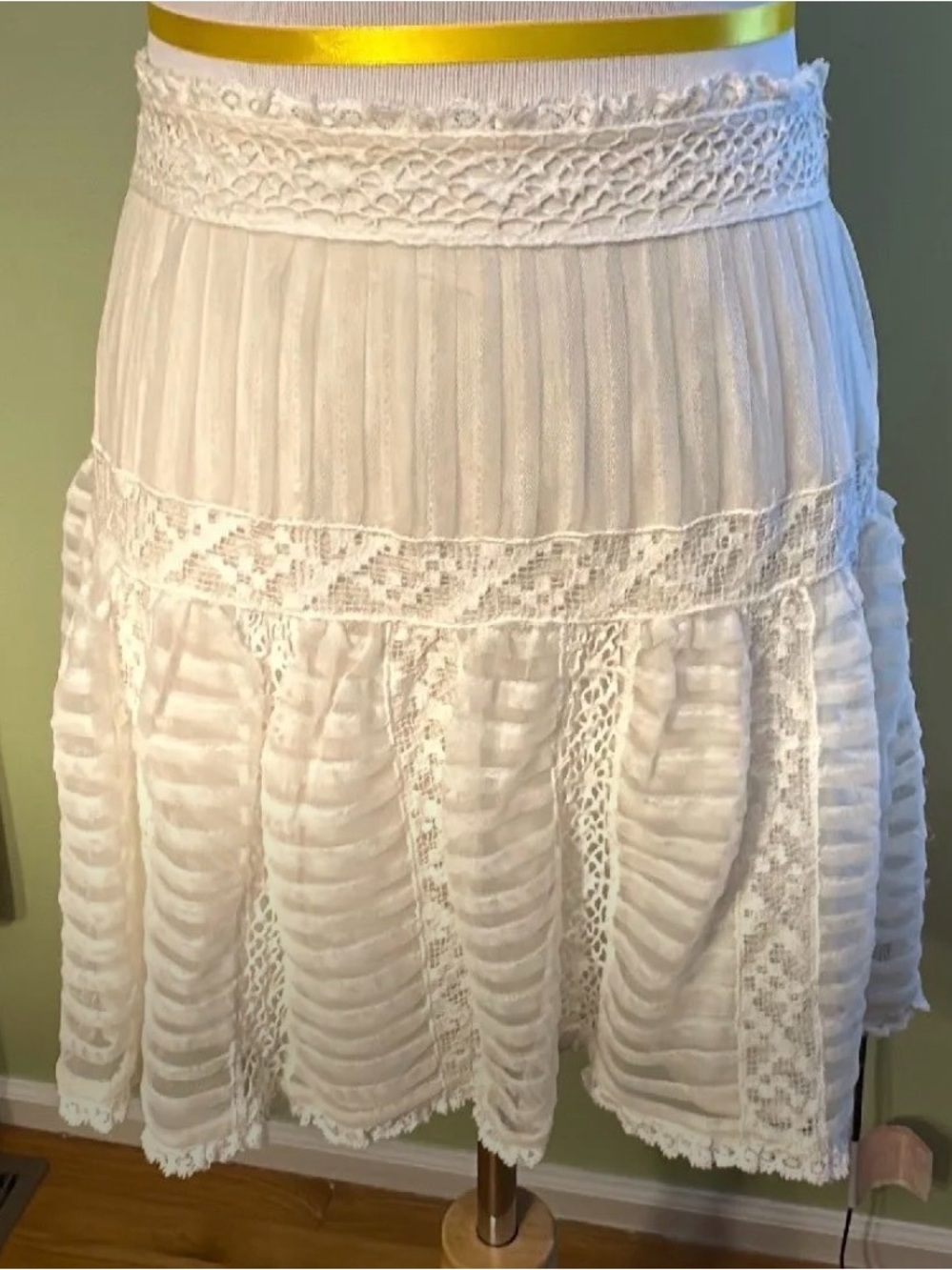 LoveShackFancy Rubyanne Cream Skirt NWT Boho Size 12 MSRP $295